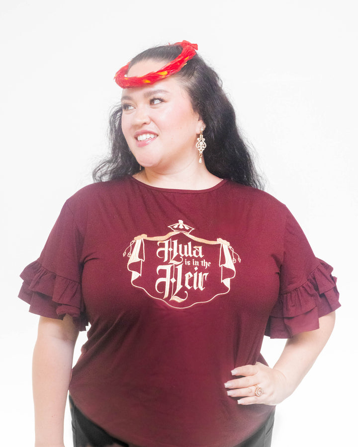 "Hula is in the Heir" Blouse in Maroon